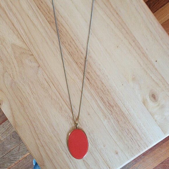 Claire's Coral Enamel Pendant Necklace - Picture 4 of 14
